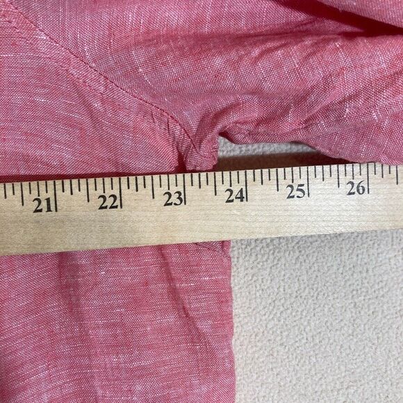 Sigrid Olsen Linen Popover Top 1X Coral Roll Tab Sleeve Lagenlook Beach Vacation - Picture 3 of 7
